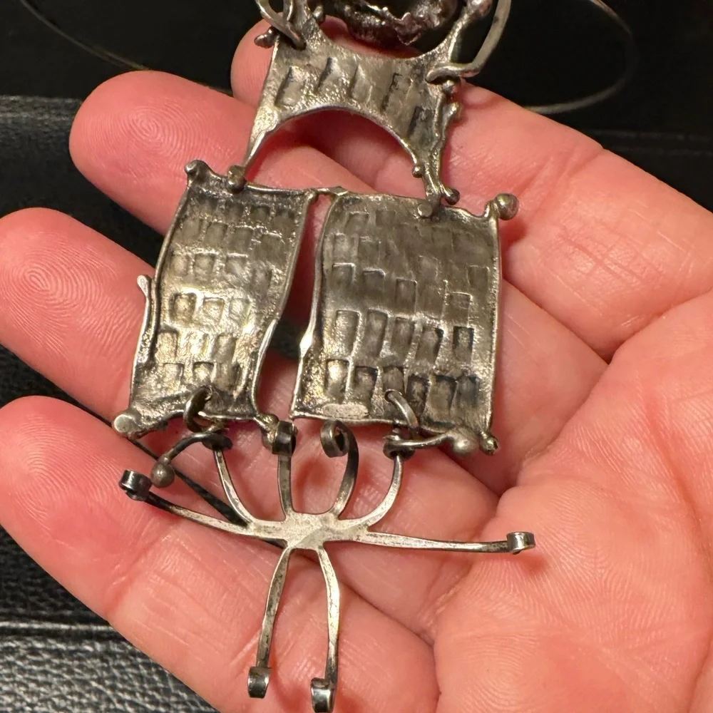 VTG Silver Stamped STERLING Statement Necklace Chocker - Picture 4 of 4